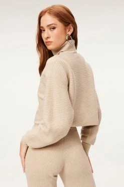 GA-SALE Tops RIB CROP PULLOVER | OATMEAL HEATHER001