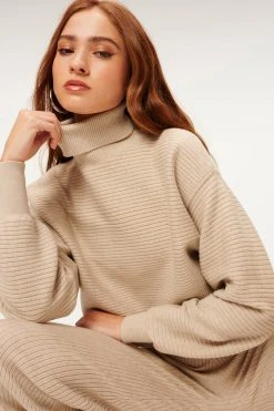 GA-SALE Tops RIB CROP PULLOVER | OATMEAL HEATHER001