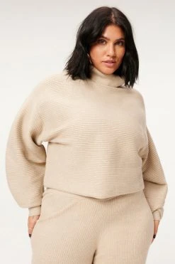 GA-SALE Tops RIB CROP PULLOVER | OATMEAL HEATHER001