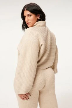 GA-SALE Tops RIB CROP PULLOVER | OATMEAL HEATHER001