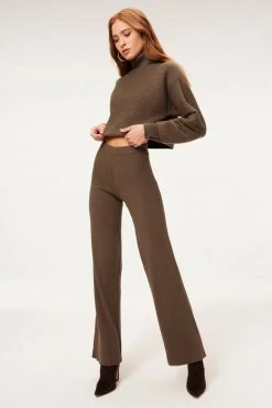 GA-SALE Tops RIB CROP PULLOVER | SEPIA001