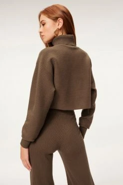 GA-SALE Tops RIB CROP PULLOVER | SEPIA001