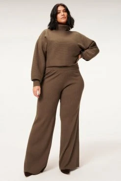 GA-SALE Tops RIB CROP PULLOVER | SEPIA001