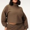 GA-SALE Tops RIB CROP PULLOVER | SEPIA001