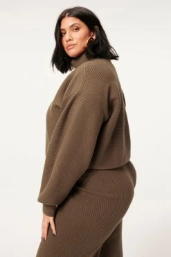 GA-SALE Tops RIB CROP PULLOVER | SEPIA001