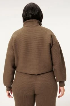 GA-SALE Tops RIB CROP PULLOVER | SEPIA001