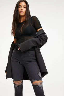 Hot Sale 😀 GOOD AMERICAN EXTREME SHEER TOP | BLACK001 Tops ⌛ 15 GOOD AMERICAN EXTREME SHEER TOP | BLACK001 Tops