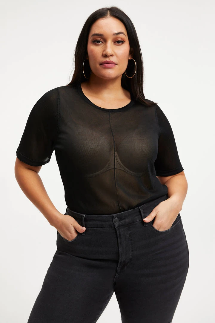 Hot Sale 😀 GOOD AMERICAN EXTREME SHEER TOP | BLACK001 Tops ⌛ 7 GOOD AMERICAN EXTREME SHEER TOP | BLACK001 Tops