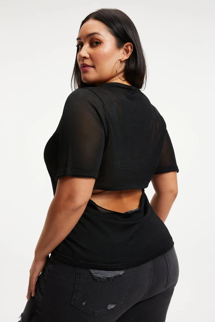 Hot Sale 😀 GOOD AMERICAN EXTREME SHEER TOP | BLACK001 Tops ⌛ 10 GOOD AMERICAN EXTREME SHEER TOP | BLACK001 Tops