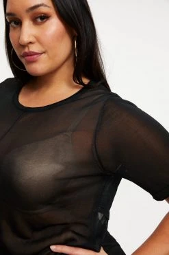 Hot Sale 😀 GOOD AMERICAN EXTREME SHEER TOP | BLACK001 Tops ⌛ 22 GOOD AMERICAN EXTREME SHEER TOP | BLACK001 Tops