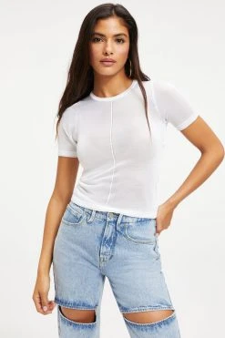 GOOD AMERICAN EXTREME SHEER TOP | WHITE001 Tops