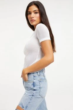 GOOD AMERICAN EXTREME SHEER TOP | WHITE001 Tops