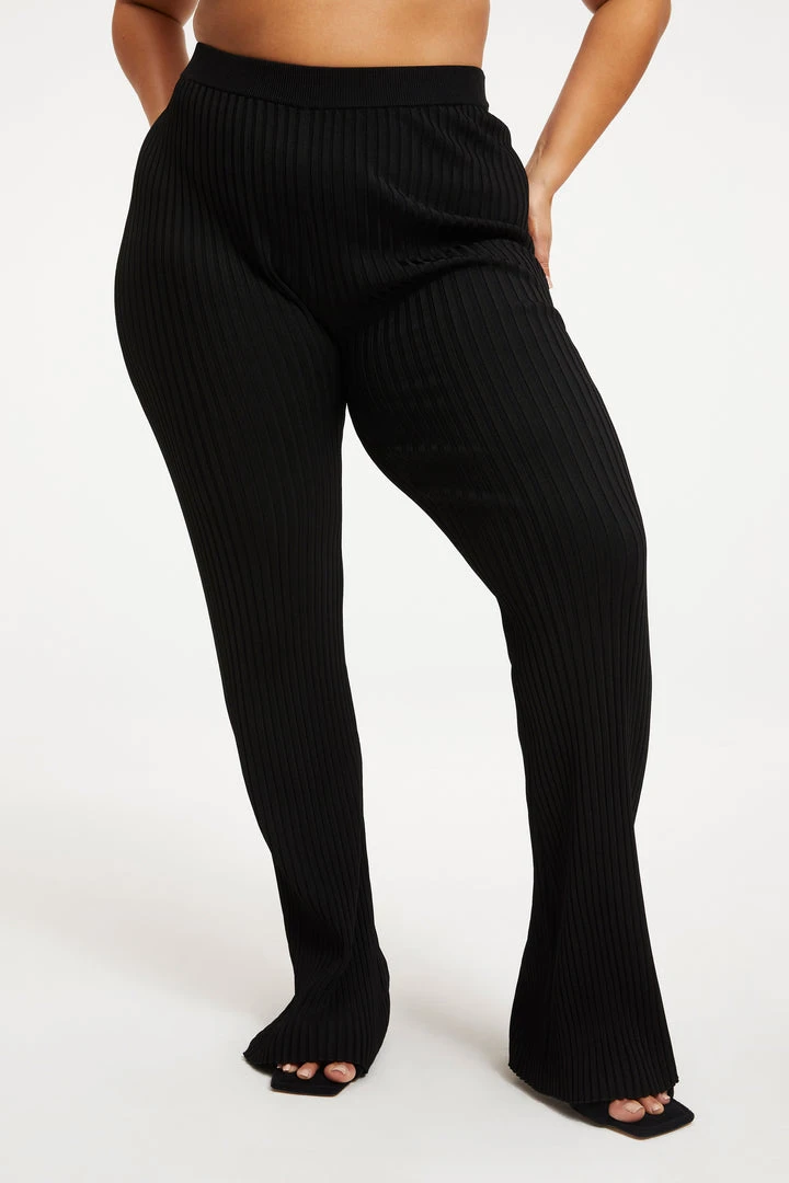 New ๐งจ GOOD AMERICAN RIBBED FLARE PANT | BLACK001 ๐ฏ 3 GOOD AMERICAN RIBBED FLARE PANT | BLACK001