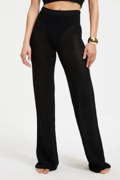 GOOD AMERICAN Cover Ups SWEATER MESH BOOTCUT | BLACK001