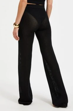 GOOD AMERICAN Cover Ups SWEATER MESH BOOTCUT | BLACK001