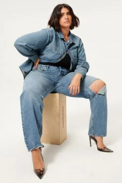 GOOD AMERICAN SPLIT BACK SHIRT | BLUE820 Good '90s