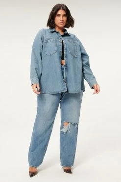 GOOD AMERICAN SPLIT BACK SHIRT | BLUE820 Good '90s
