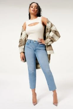 GOOD AMERICAN GOOD STRAIGHT RAW EDGE | BLUE449