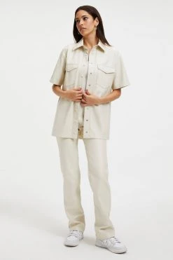 GOOD AMERICAN Tops BETTER THAN LEATHER SHORT SLEEVE SHIRT | BONE001