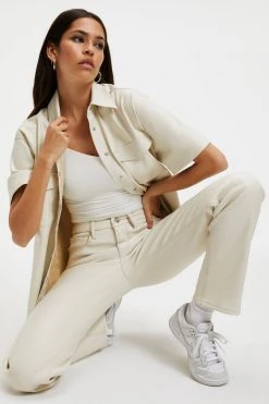 GOOD AMERICAN Tops BETTER THAN LEATHER SHORT SLEEVE SHIRT | BONE001