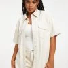 GOOD AMERICAN Tops BETTER THAN LEATHER SHORT SLEEVE SHIRT | BONE001
