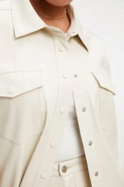 GOOD AMERICAN Tops BETTER THAN LEATHER SHORT SLEEVE SHIRT | BONE001