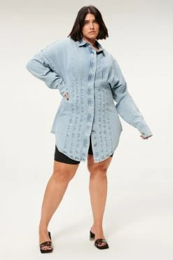 GA-SALE SEAMED SHIRT DRESS | BLUE819