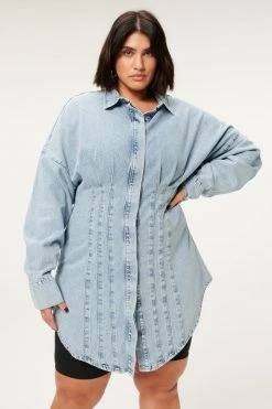 GA-SALE SEAMED SHIRT DRESS | BLUE819