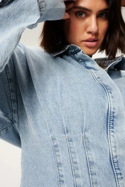 GA-SALE SEAMED SHIRT DRESS | BLUE819