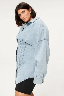 GA-SALE SEAMED SHIRT DRESS | BLUE819