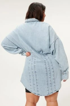GA-SALE SEAMED SHIRT DRESS | BLUE819