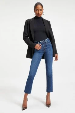 GOOD AMERICAN GOOD STRAIGHT SPLIT POCKETS | INDIGO032 High Waisted