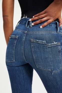 GOOD AMERICAN GOOD STRAIGHT SPLIT POCKETS | INDIGO032 High Waisted