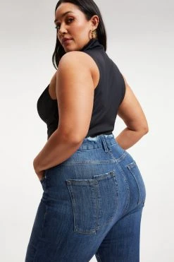 GOOD AMERICAN GOOD STRAIGHT SPLIT POCKETS | INDIGO032 High Waisted