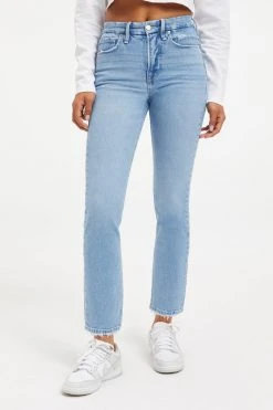 GOOD AMERICAN GOOD STRAIGHT NATURAL FRAY HEM | INDIGO126 High Waisted