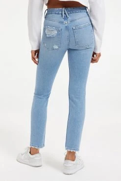 GOOD AMERICAN GOOD STRAIGHT NATURAL FRAY HEM | INDIGO126 High Waisted