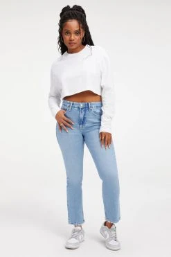 GOOD AMERICAN GOOD STRAIGHT NATURAL FRAY HEM | INDIGO126 High Waisted