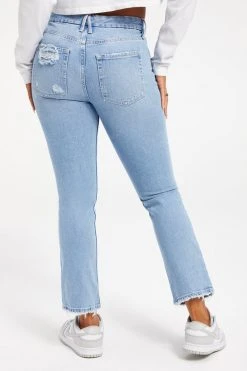 GOOD AMERICAN GOOD STRAIGHT NATURAL FRAY HEM | INDIGO126 High Waisted