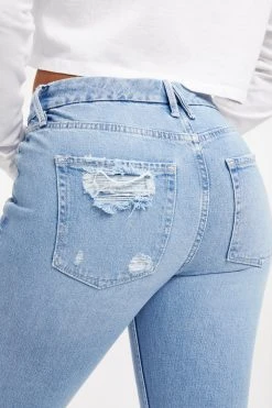 GOOD AMERICAN GOOD STRAIGHT NATURAL FRAY HEM | INDIGO126 High Waisted