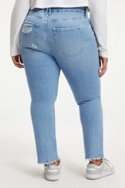 GOOD AMERICAN GOOD STRAIGHT NATURAL FRAY HEM | INDIGO126 High Waisted