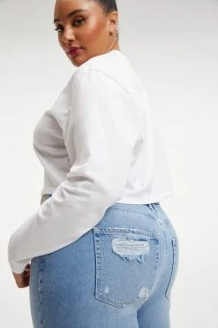 GOOD AMERICAN GOOD STRAIGHT NATURAL FRAY HEM | INDIGO126 High Waisted