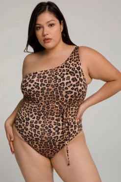 GOOD AMERICAN HOT SHOULDER ONE-PIECE | LEOPARD004