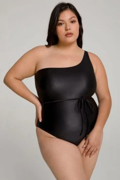 GOOD AMERICAN HOT SHOULDER ONE-PIECE | BLACK001