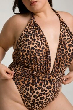 GOOD AMERICAN WAIST CINCHER ONE-PIECE | LEOPARD004