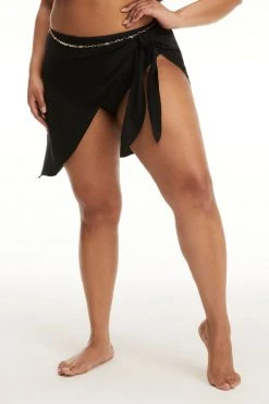 GOOD AMERICAN Cover Ups LEG DAZE SARONG | BLACK001