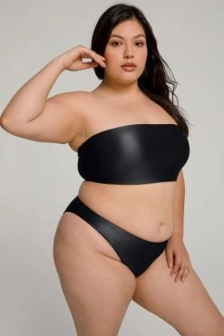 GOOD AMERICAN HIGH SHINE BETTER BAND TOP | BLACK001 Bikini Tops