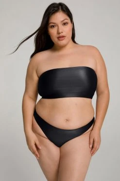 GOOD AMERICAN HIGH SHINE BETTER BAND TOP | BLACK001 Bikini Tops