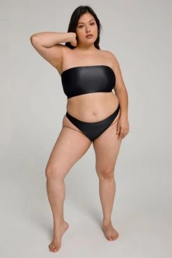 GOOD AMERICAN HIGH SHINE BETTER BAND TOP | BLACK001 Bikini Tops