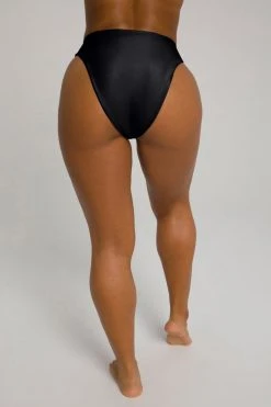 Best Pirce 💯 GOOD AMERICAN HIGH SHINE GOOD WAIST CHEEKY | BLACK001 Bikini Bottoms 😉 24 GOOD AMERICAN HIGH SHINE GOOD WAIST CHEEKY | BLACK001 Bikini Bottoms