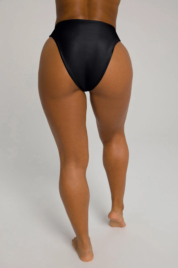 Best Pirce 💯 GOOD AMERICAN HIGH SHINE GOOD WAIST CHEEKY | BLACK001 Bikini Bottoms 😉 8 GOOD AMERICAN HIGH SHINE GOOD WAIST CHEEKY | BLACK001 Bikini Bottoms